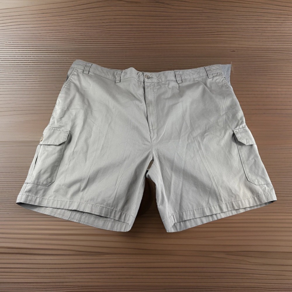 Harbor Bay Continuous Comfort Cargo Shorts Mens 54 Beige Stretch 9" Khakis NEW
